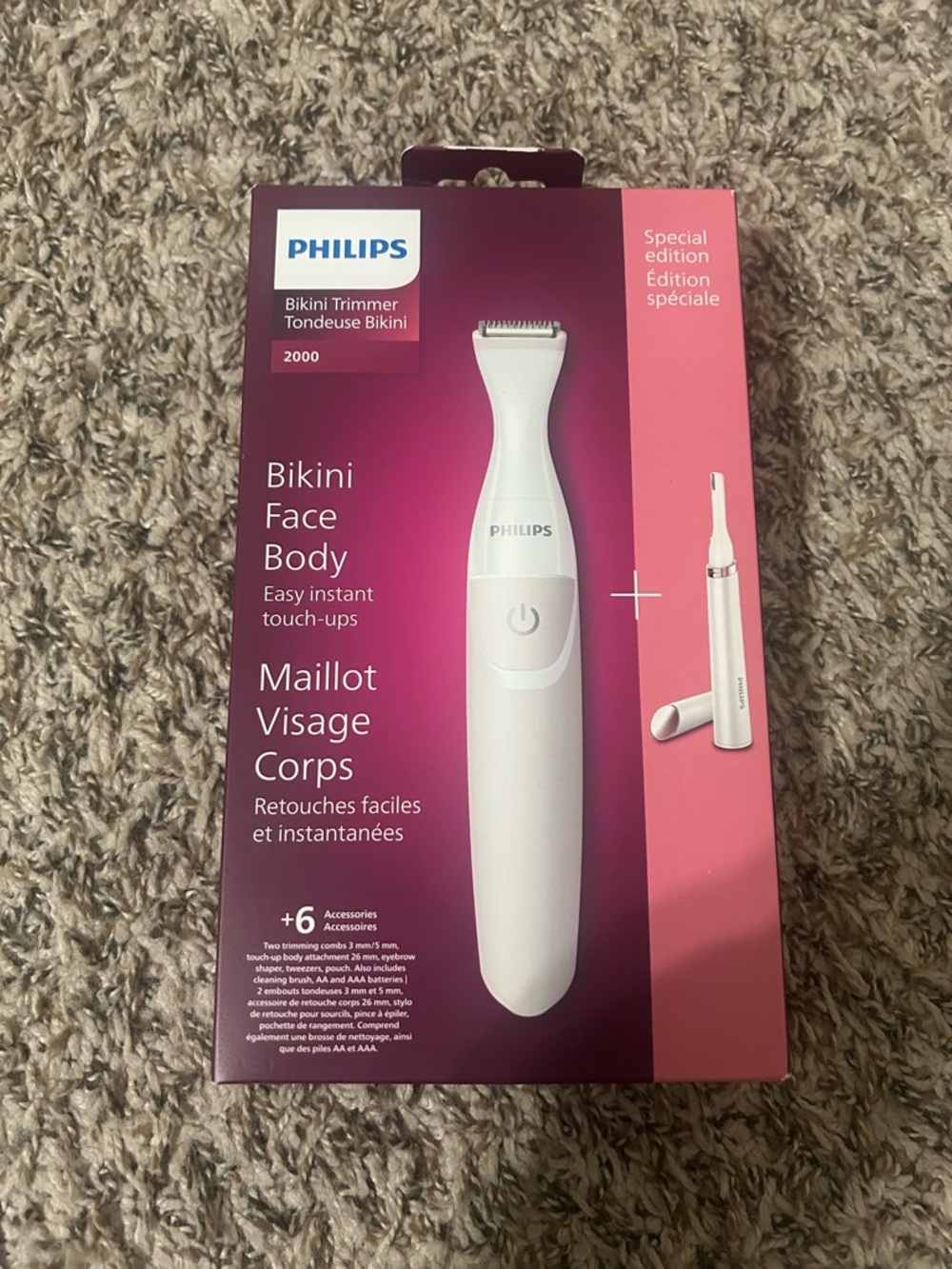 Philips White and Pink Bikini, Face & Body Trimmer